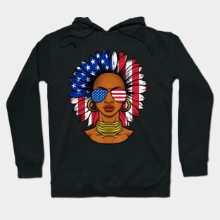 Afro Sunflower African American 4th of July Melanin Hoodie